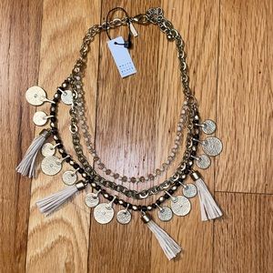 White House Black Market Gold and Cream Necklace